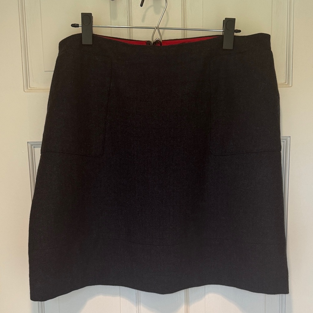 Jaeger Classic Navy Wool Lined Women's Mini Skirt With Pockets